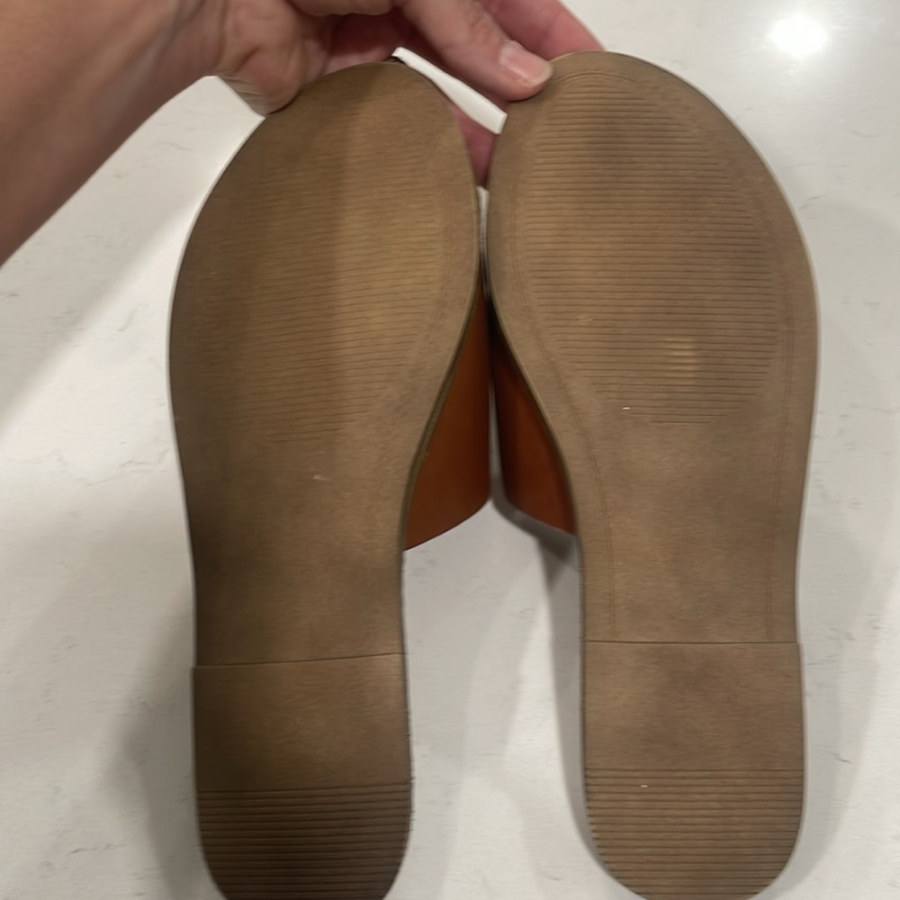 Steve Madden Brown Leather Slide Sandals - Picture 3 of 5